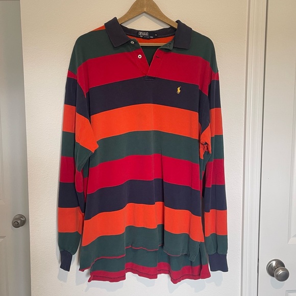 Polo Ralph Lauren Other - Vintage Polo Ralph Lauren Striped Rugby Polo Shirt XXL Long Sleeve 90s Preppy